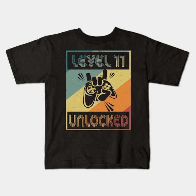 Level 11 Unlocked Video Gamer 11th Birthday Kids T-Shirt by Sun68